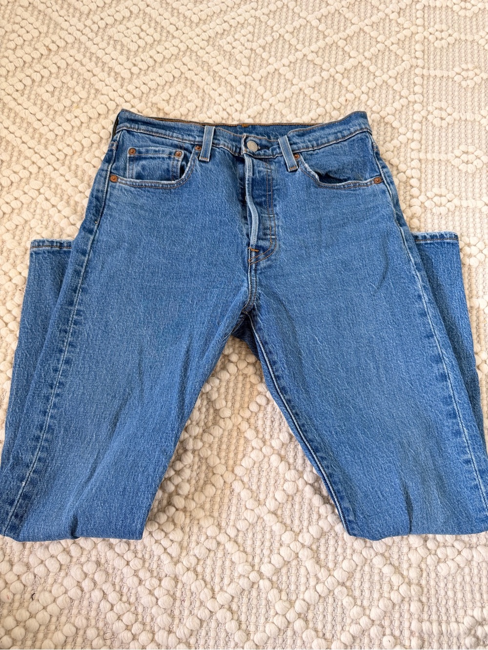 Levi's 501 Straight-Leg Jeans in Medium Blue Denim - Picture 3 of 5